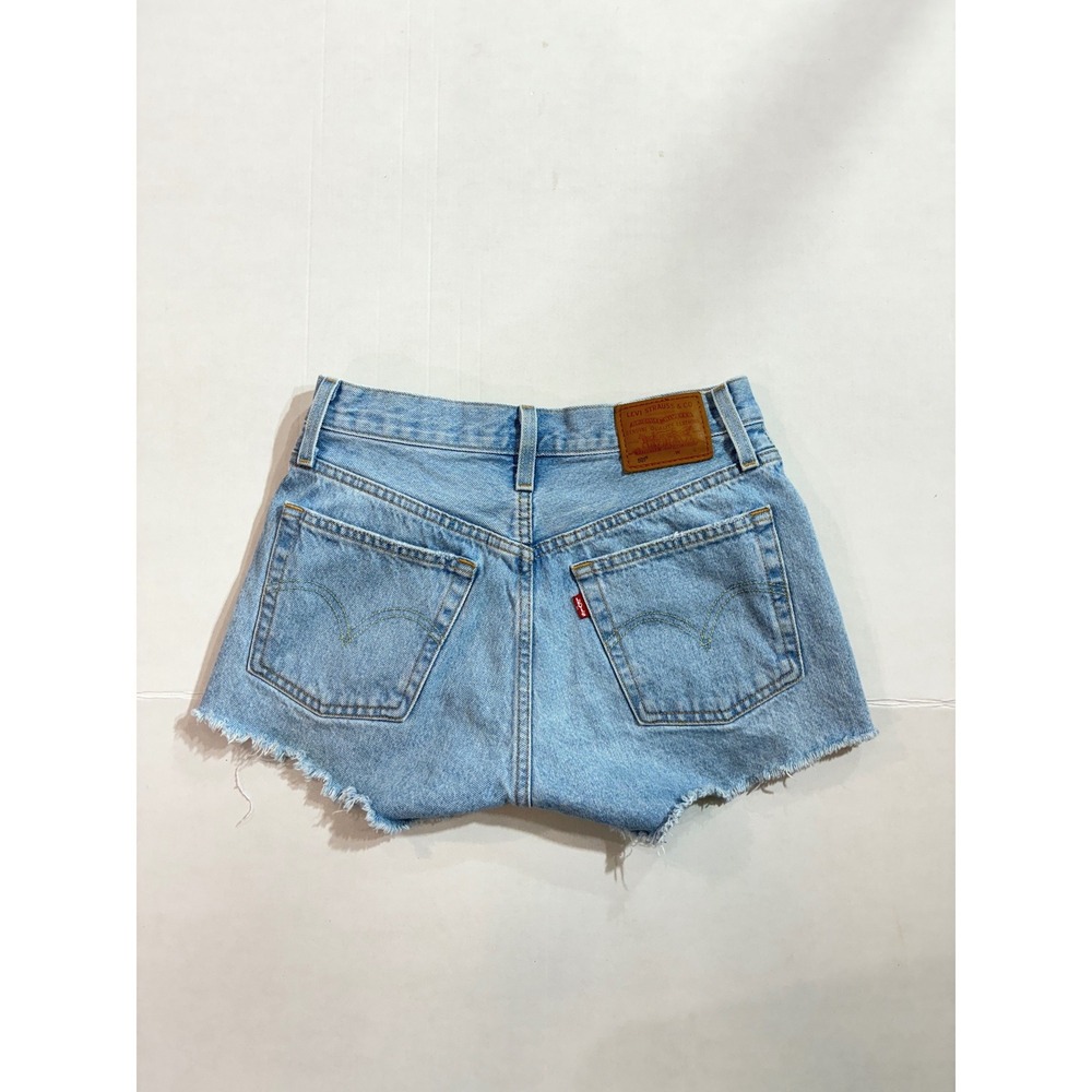 Levi's 501 Original Shorts Women‎ 25 Light Blue Distressed High Waisted Big E